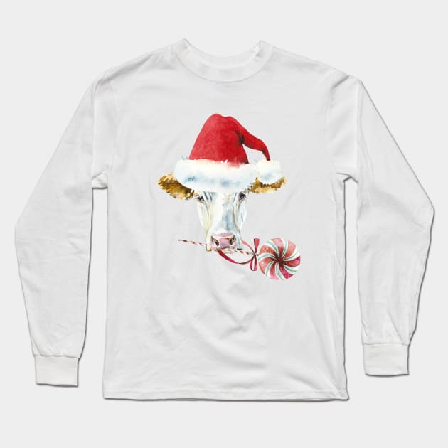 Christmas Cow Long Sleeve T-Shirt by Peach Lily Rainbow